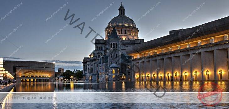 christian science mother church at night